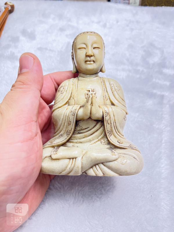 寿山石大日如来（附红木佛龛） - 图9